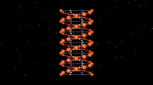 Abstract dna helix rotating in outer space with sparkling stars motion background science footage.