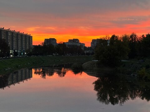 sunset over the river