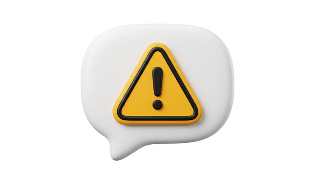 Three dimensional alert sign in yellow and black colors designed for important system notifications and high priority safety warnings.
