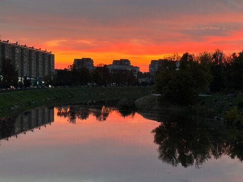 sunset over the river