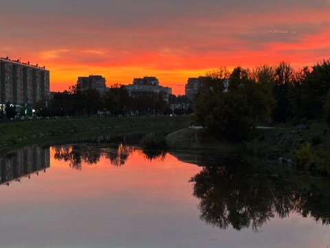 sunset over the river