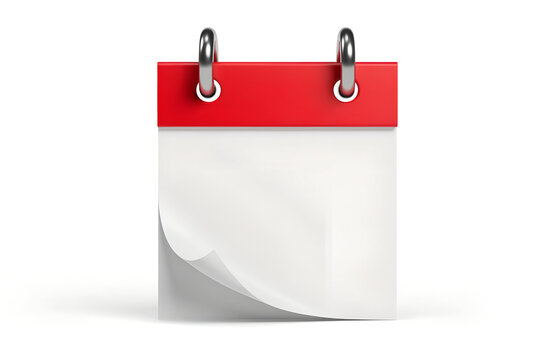 Red Silver Blank Calendar, Metal Ring Calendar Isolated, Blank Calendar Mockup Transparent