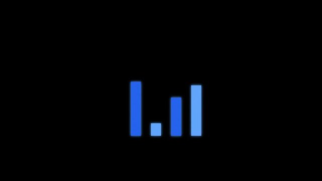 Blue upward growth bar chart icon on dark background