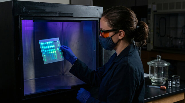 Thin Layer Chromatography TLC Plate Inspection Under UV Light
