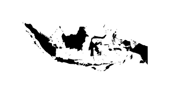 Indonesia map silhouette with grunge texture on white background