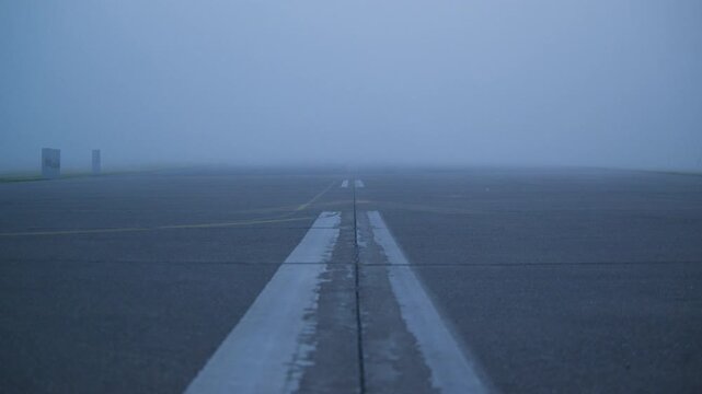 fog in the morning on runway Tempelhof airfield Berlin 4K