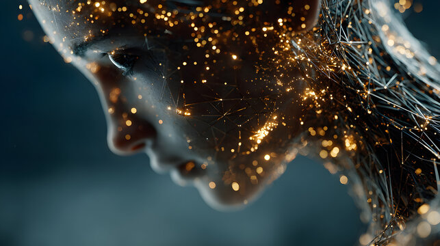 A 3d hologram of data symbolizing an AI agent and AGI technology using agentic superintelligence in the future for autonomy and the growth of ASI during the singularity