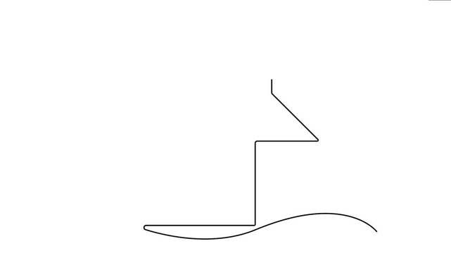 Continuous line drawing house with chimney real estate animation