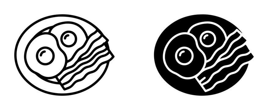 Fried eggs and bacon vector illustration and icon for breakfast