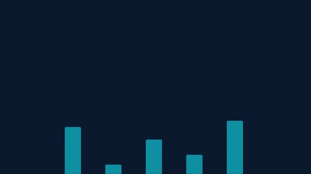 Animated digital audio equalizer bars pulsing on dark animation 4k background, for music visualization, and sound analysis