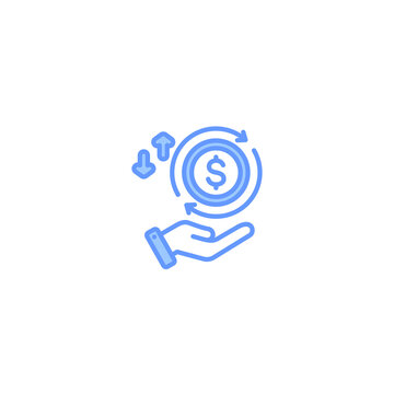 Return on investment ROI and cash transfer icon vector illustration isolated on white background