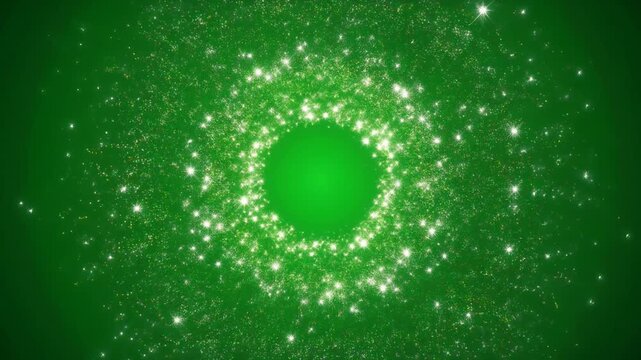 Luminous Stardust Particles Swirling Around Invisible Center on Chroma Green