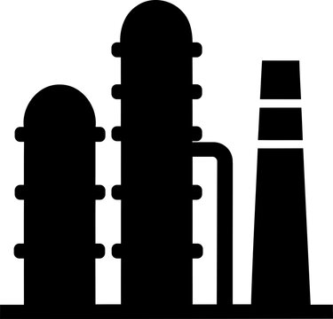 Industrial oil refinery towers with pipelines against a clean backdrop isolated on transparent background