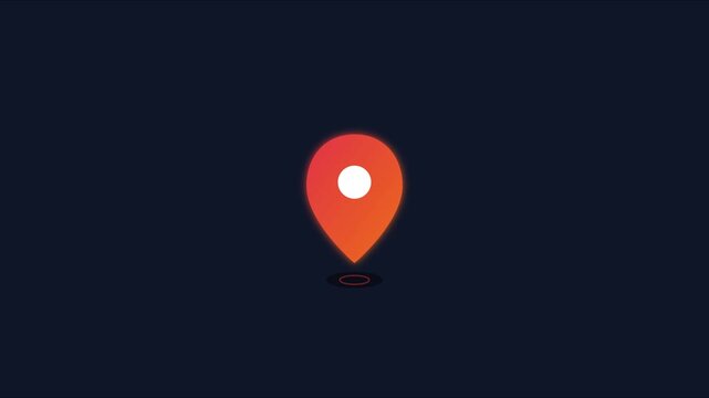 Animated map pin with pulsing effect on dark animation 4k background, for navigation and, location services
