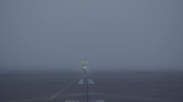 fog in the morning on runway Tempelhof airfield Berlin 4K
