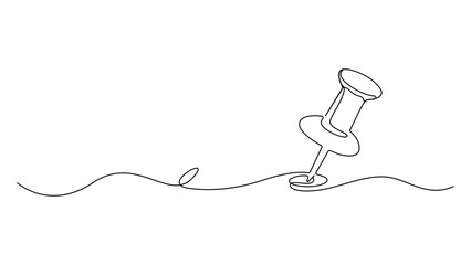 Obraz premium Continuous Line Drawing of Push Pin Thumbtack Minimalist Illustration
