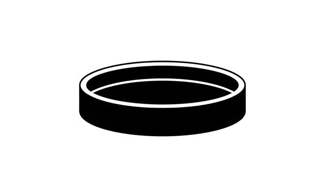 Black circular container isolated on a transparent background