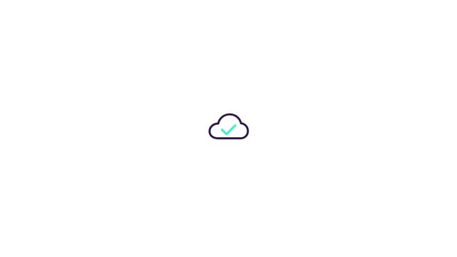 Simple cloud upload icon with green arrow inside