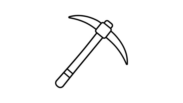 Black outline mining pickaxe for digging and excavation work.