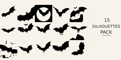 Fototapeta premium Bat Flying at Night Silhouette Powerful Pose Modern Silhouette Illustration Vector SVG Black Shape on White Background Clipart Graphic