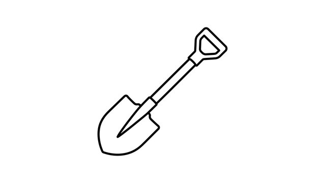 Black shovel icon vector illustration for excavation projects.