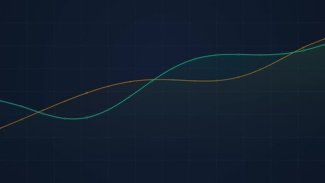 Two smooth sine wave lines crossing on dark gradient background