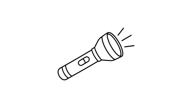Handheld flashlight icon with bright light beam for gear usage.