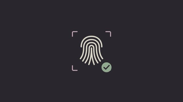 Fingerprint scan icon with focus frame on dark background