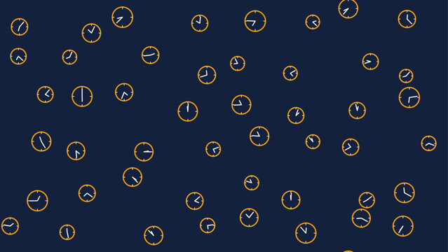 Seamless clock pattern for time management on navy background