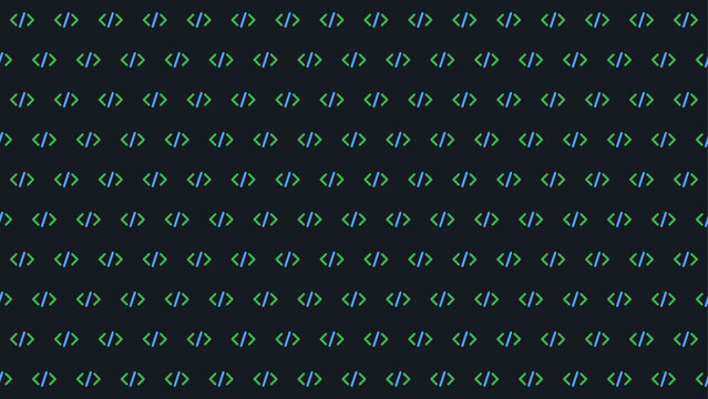 Seamless code bracket pattern for software on dark background