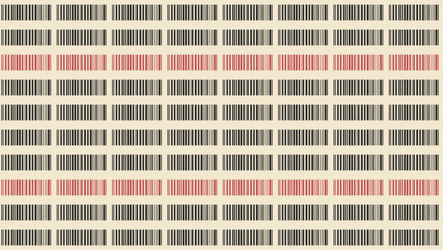 Seamless barcode pattern for retail in black and red on beige