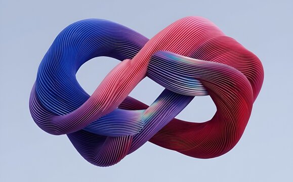 Abstract 3D Twisted Infinity Loop Wave in Vibrant Blue and Pink