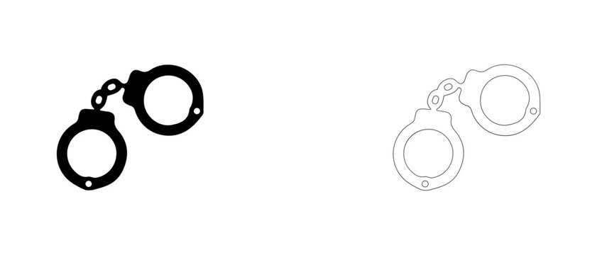 Metal handcuffs vector icon filled and outline, criminal justice and police arrest symbol.
