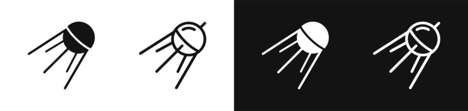 Sputnik satellite icons set in glyph and outline style
