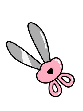 Cute Pink Scissors Vector. Kawaii Craft Scissors Icon With Glossy Effect