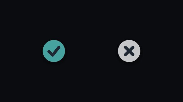 Simple check mark and cross icon on black background