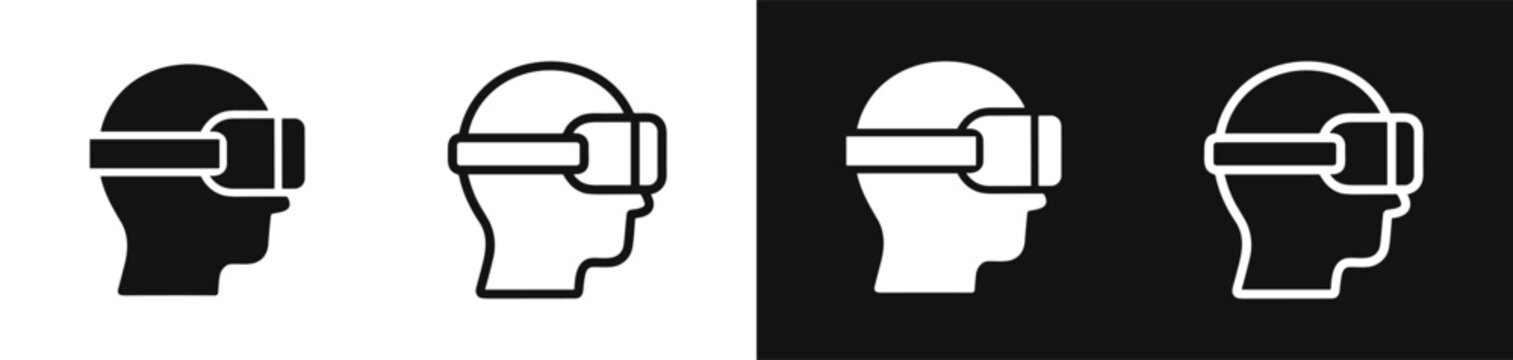 Virtual reality headset vr glass user head silhouette icon vector