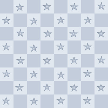 Seamless Gray Checkerboard Pattern with Stars,seamless pattern with stars