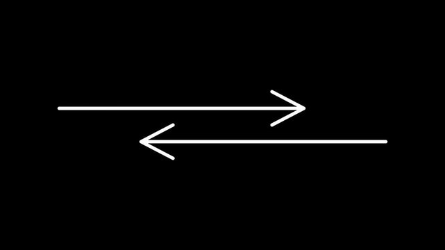 Opposing White Arrows Animation on Black Background