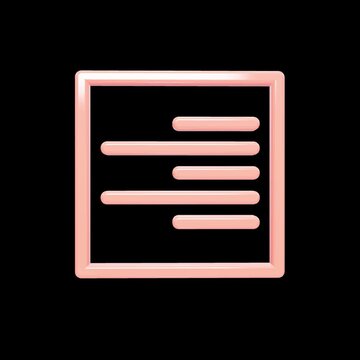 Minimalist 3D text alignment icons glowing softly on a dark black background, showcasing different layout options with subtle lighting and clean minimal graphic design elements for modern UI.