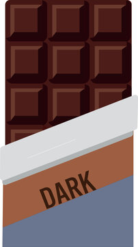 Vector illustration of a milk chocolate bar in open wrapper packaging on a white background