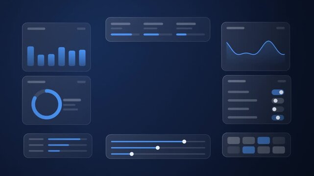 Modern abstract bar chart interface on dark blue background