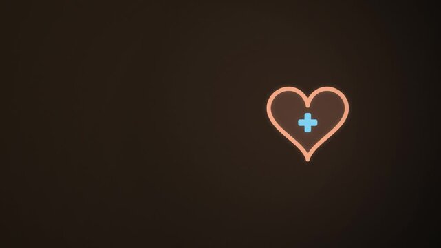Simple plus and heart icon combination on dark background