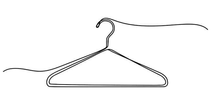 Minimalist black clothing hanger line art design vector graphic isolated on transparent background for fashion retail shop.