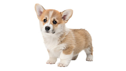 Cute fluffy pembroke welsh corgi puppy dog pet domestic animal isolated on transparent background © Fletcher-photo