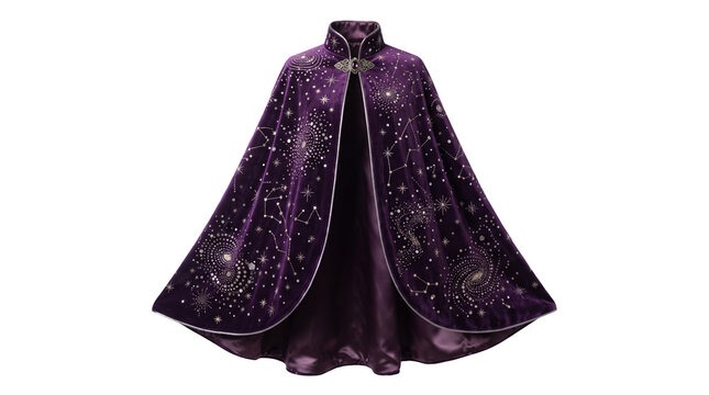 Purple celestial velvet cloak on transparent background