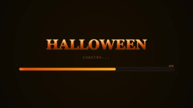Halloween Loading Bar Progress Motion Graphic, Spooky Orange Video Game Loading Screen, October Holiday Digital Interface Animation