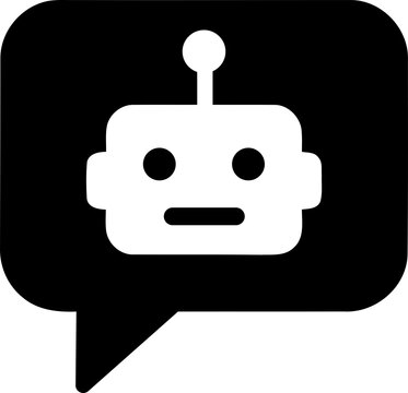 Chatbot icon in speech bubble with clean design and isolated on transparent background