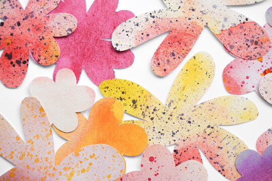 Vibrant Painted Paper Flowers Close-Up