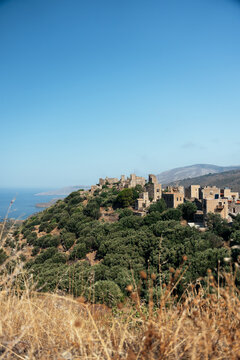 historic stone village on a mediterranean hillside